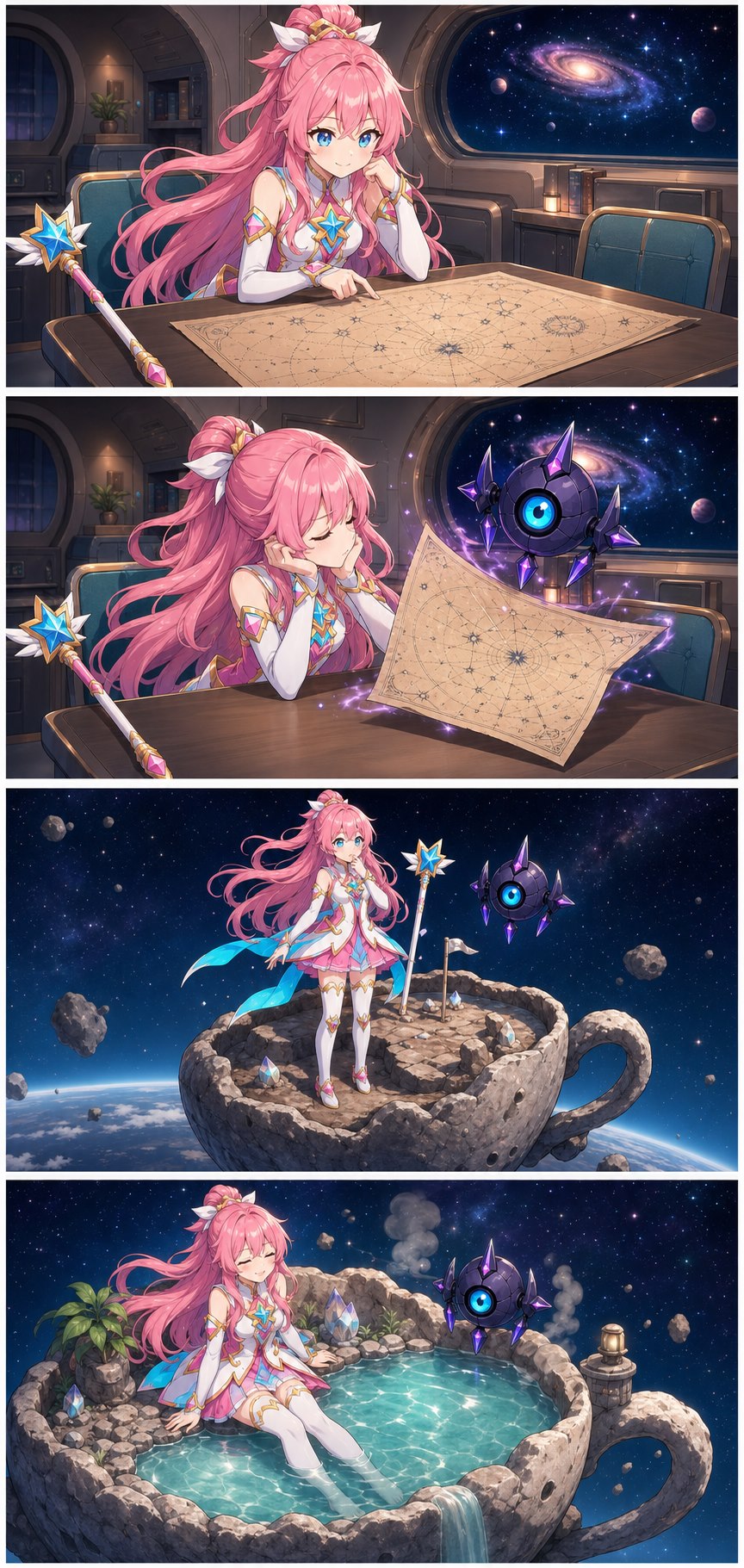 An upside-down map leads Astra to a teacup asteroid hot spring