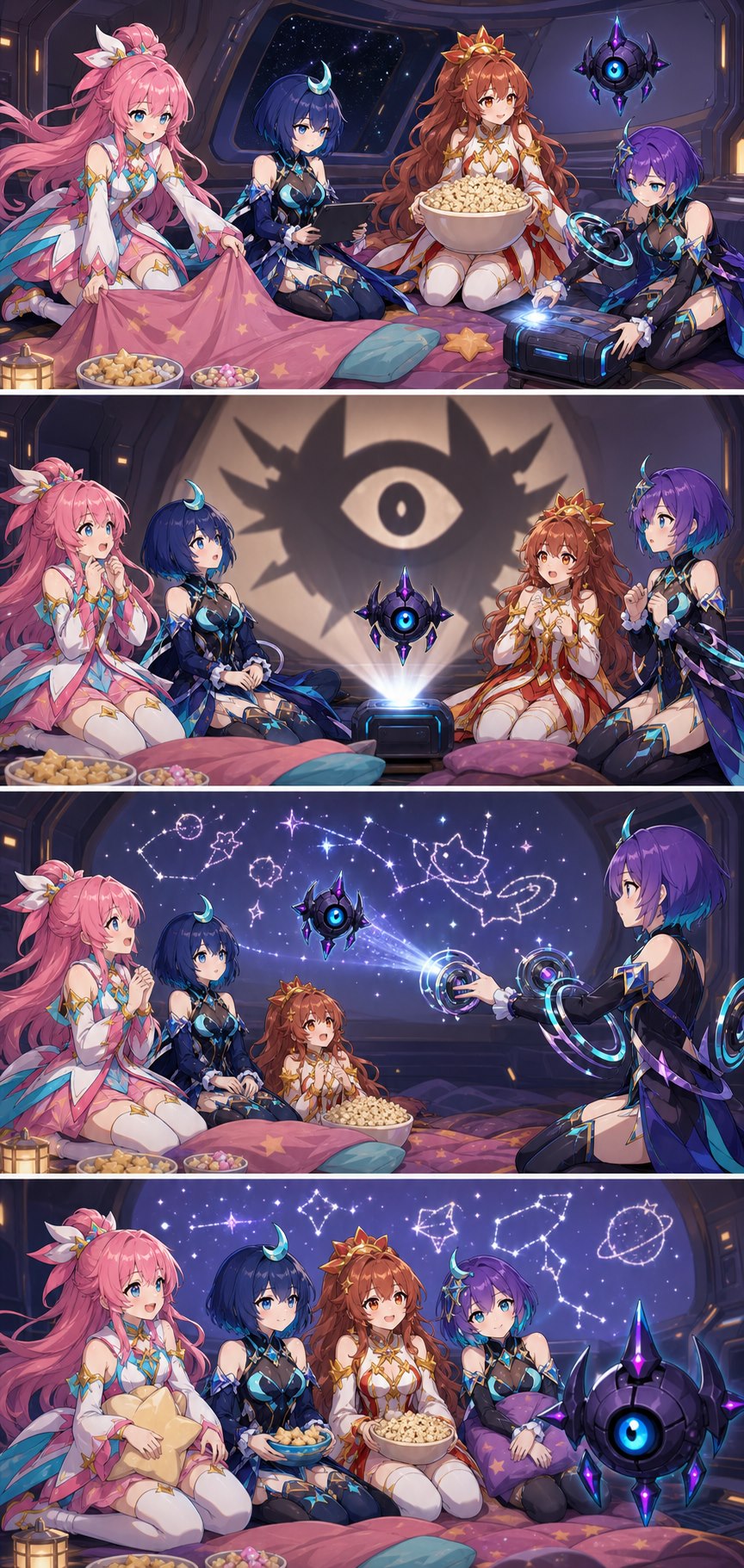 A monster's projector shadow becomes a constellation show