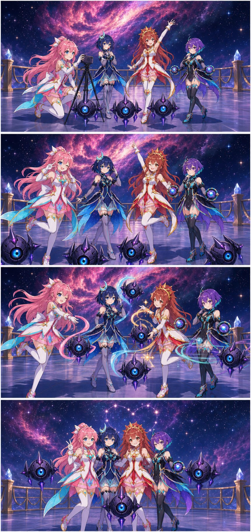 The whole crew succeeds at taking a group portrait