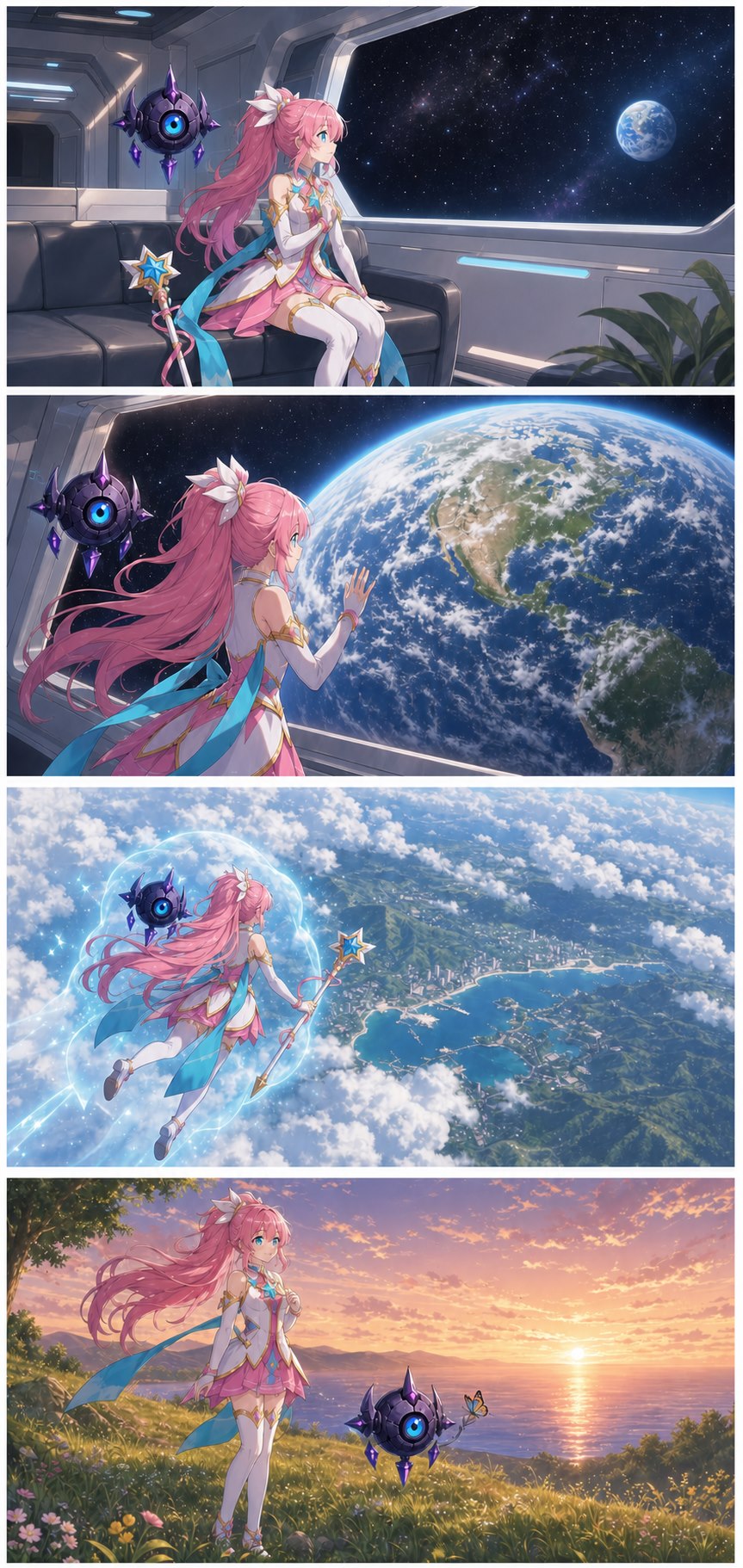 ASTRA discovers Earth and lands on a grassy hill