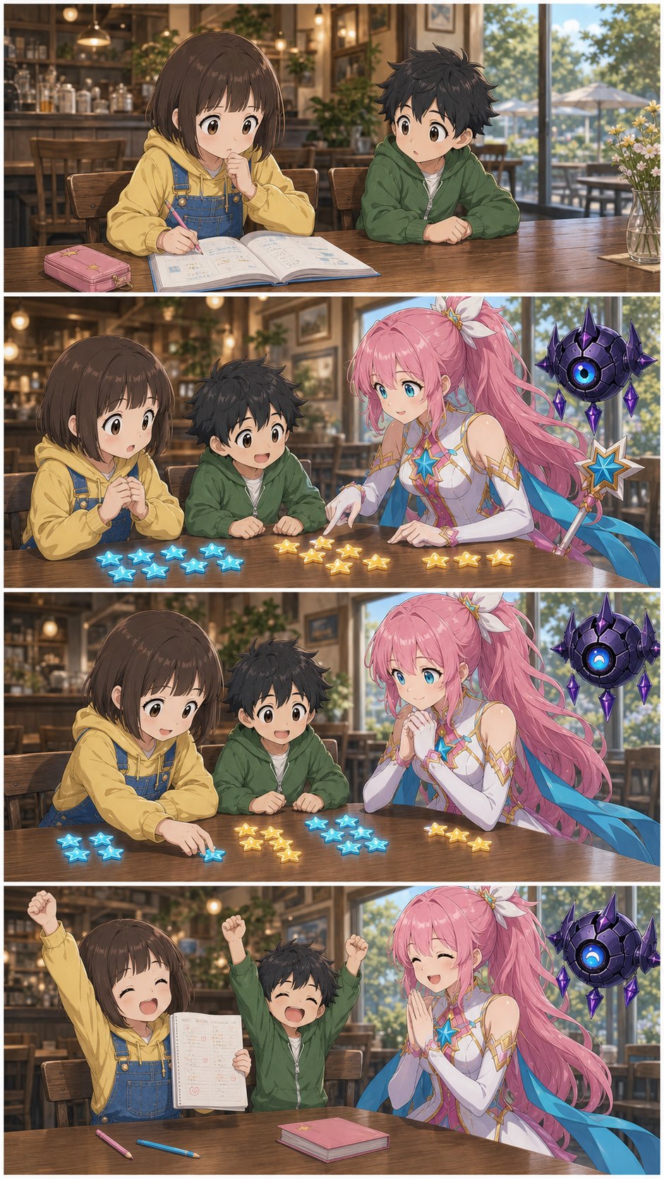 ASTRA helps MINA understand her math homework with star-shaped counters